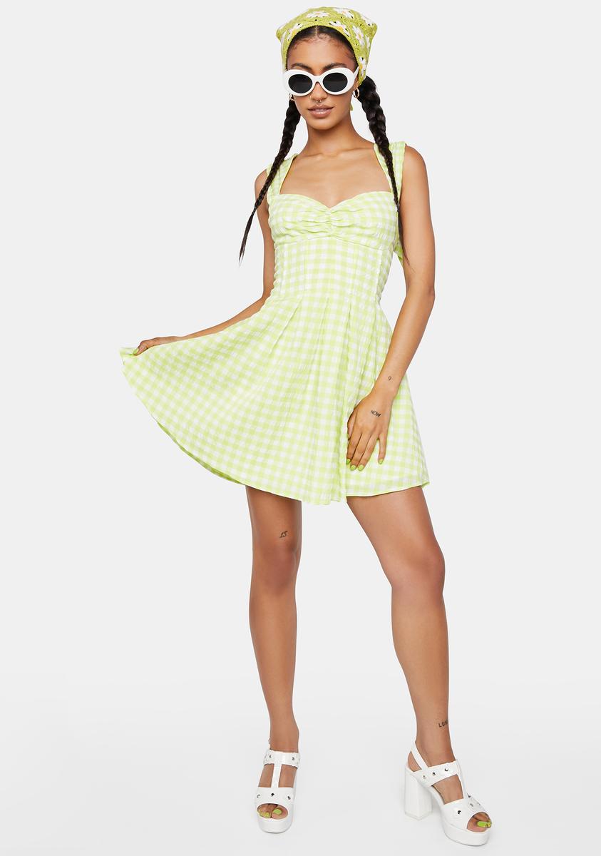 For Love & Lemons Gingham Boned Mini Dress