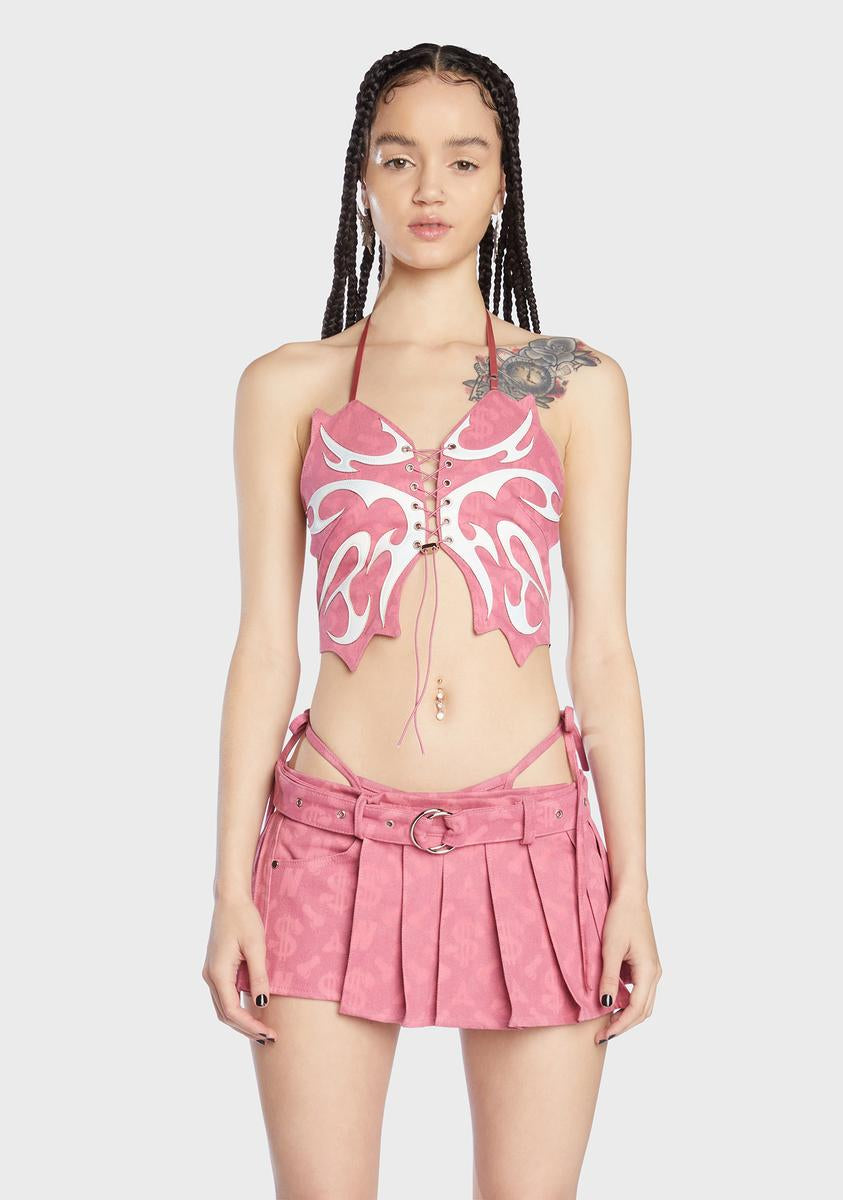 Pink Monogram Denim Butterfly Top Namilia,New Products : American Fashion Style Bags On Sale
