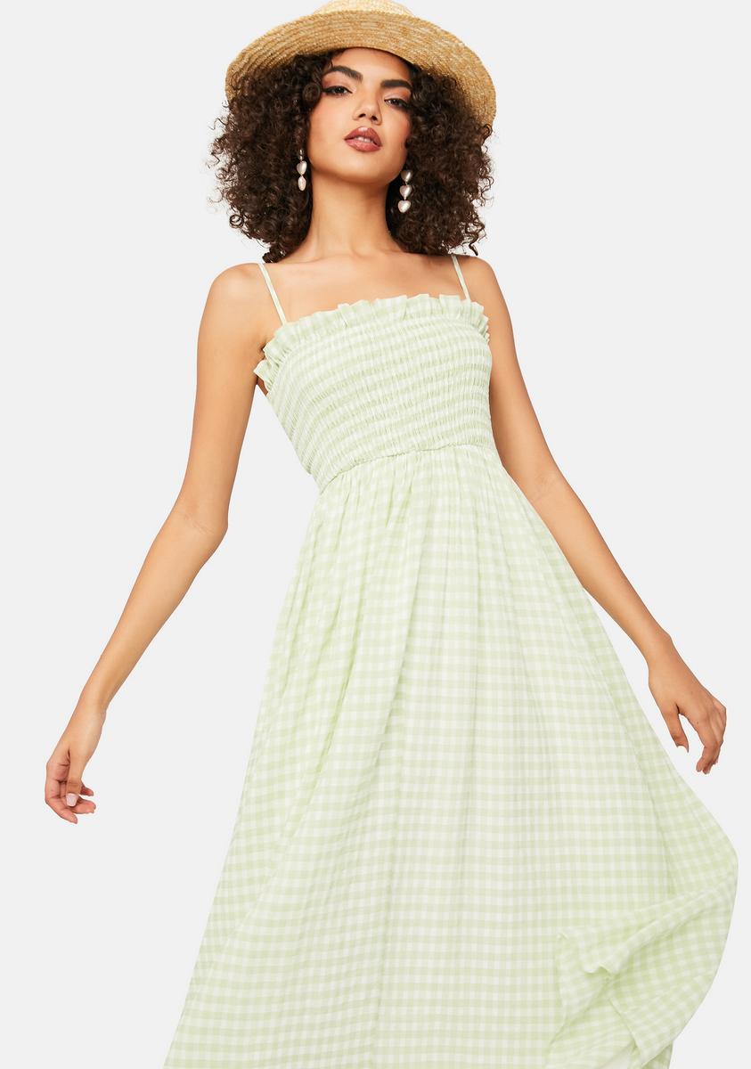 Brunch Date Gingham Midi Dress,All Products : American Fashion Style Bags On Sale