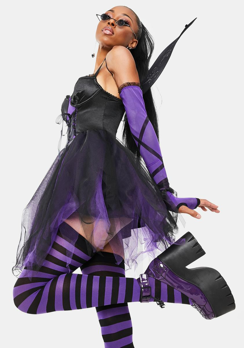 Halloween Dolls Kill Dark Fairy Costume - Purple/Black