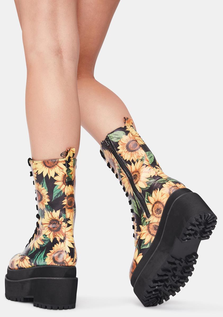 Dolls Kill Current Mood レースアップロングブーツ Current Mood Stretchy Patent Thigh High Boots Black Platform