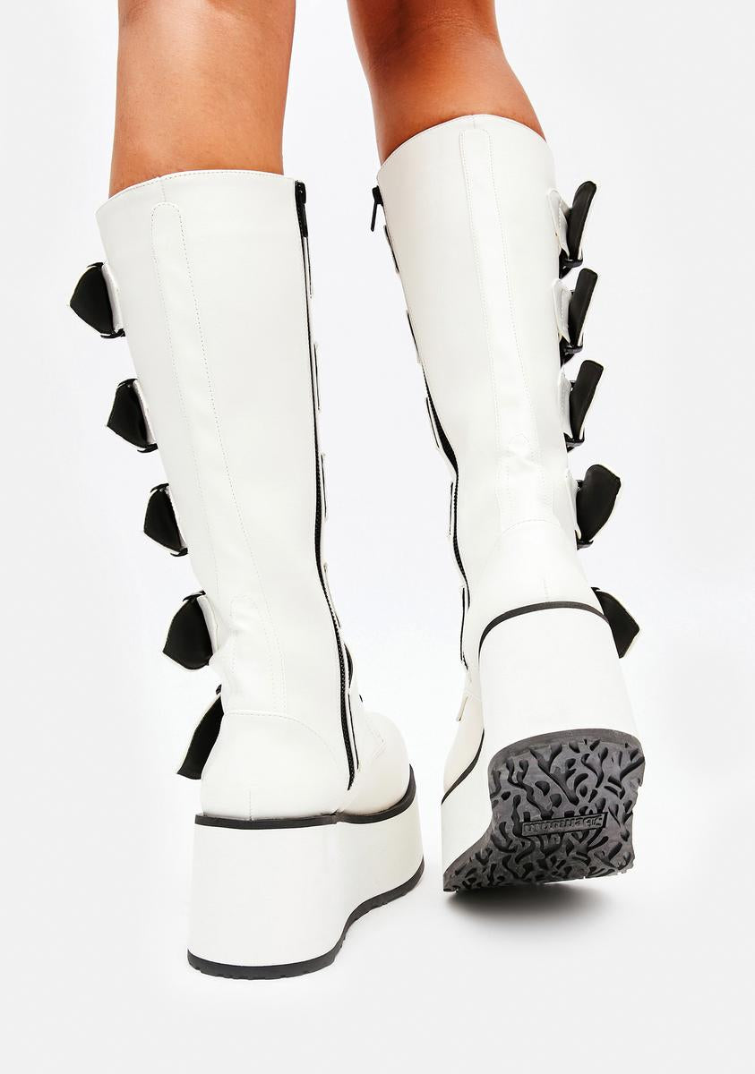 Demonia Trashville-518 Knee High Buckle Platform Boots  display picture 3