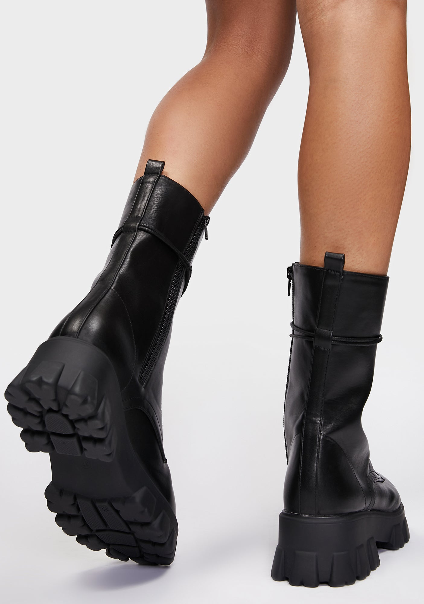 Vegan Leather Mid Ankle Combat Boots Black – Dolls Kill