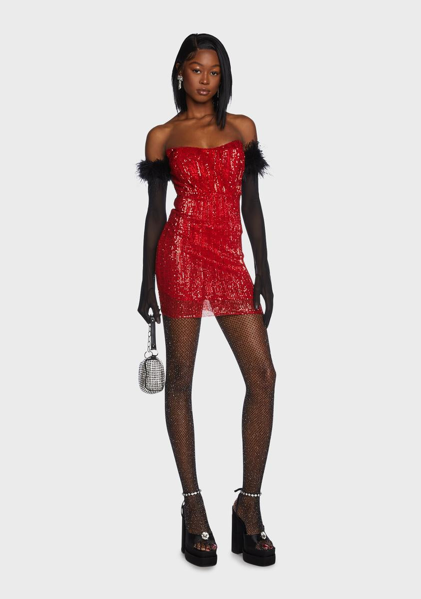 Sparkly Sequin Strapless Mini Dress
