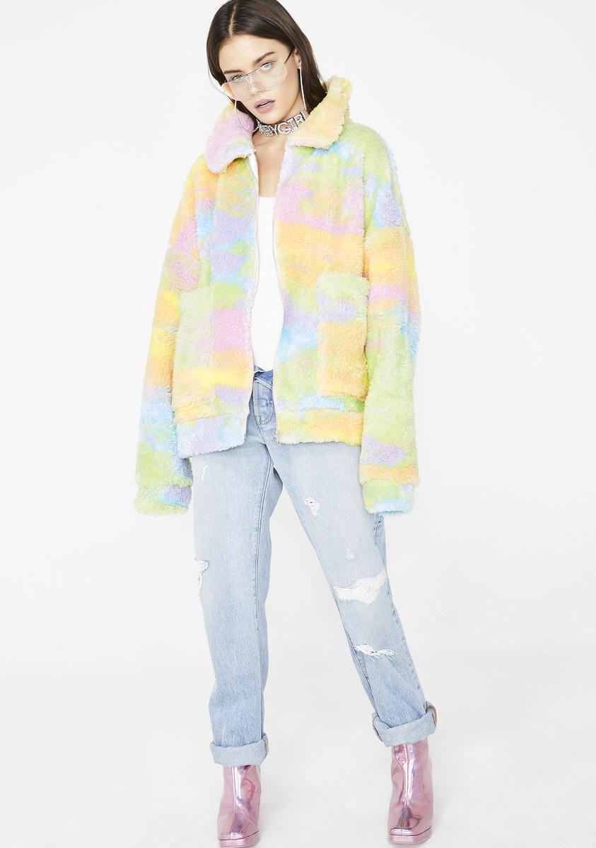 Jaded London Rainbow Fleece Jacket Dolls Kill