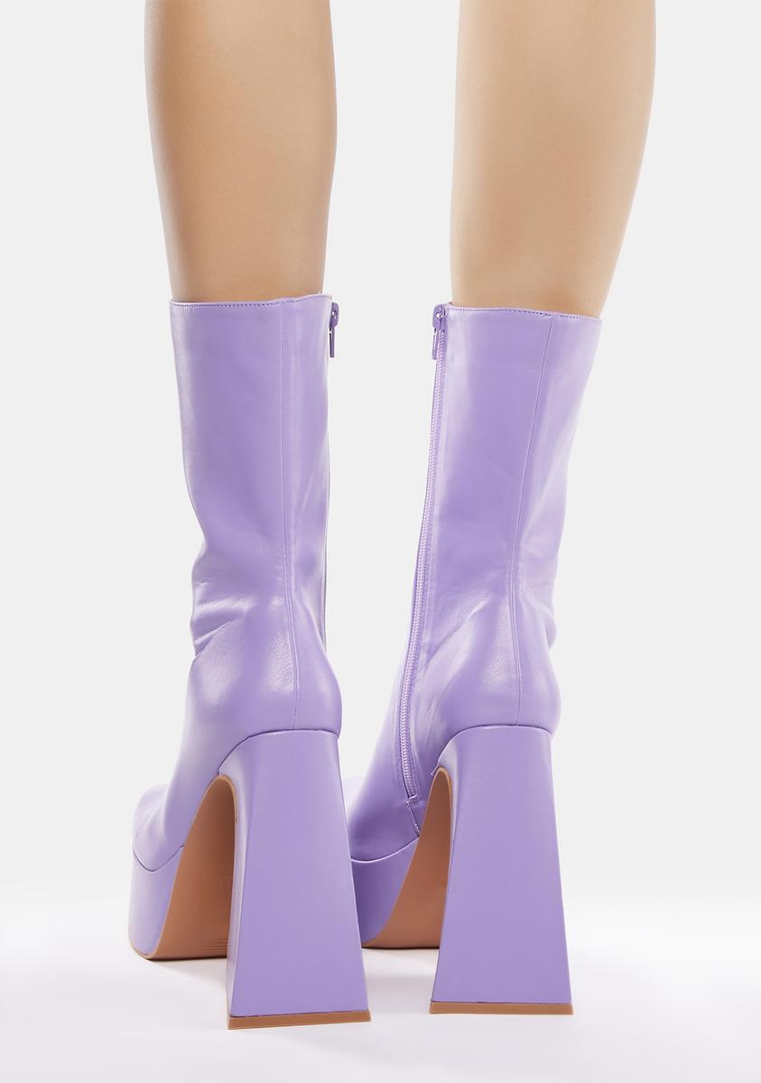 Vegan Leather Zip Up Platform Boots - Purple – Dolls Kill