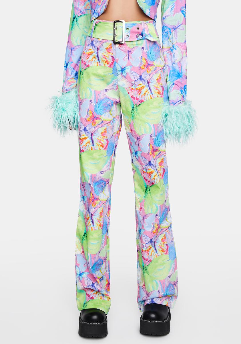 Elsie & Fred Butterfly Print Bootcut Jeans - Pink – Dolls Kill