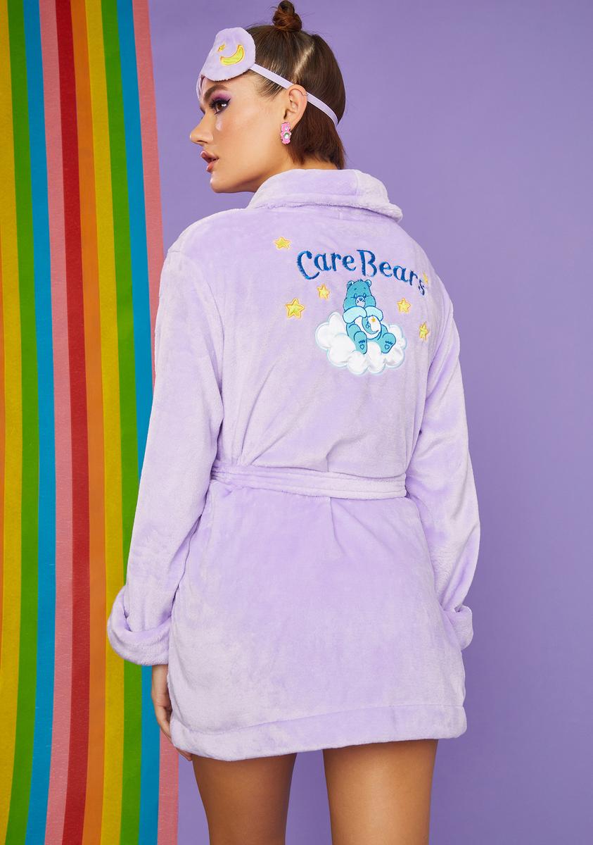 Dolls Kill x Care Bears Bedtime Bear Robe And Eye Mask Set - Lavender