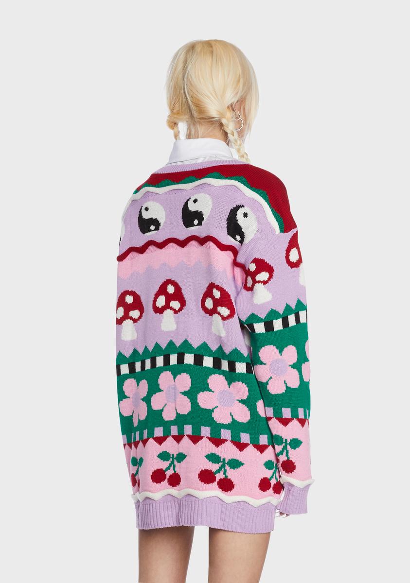 Vintage supply oversized knitted jumper with mountain scene online