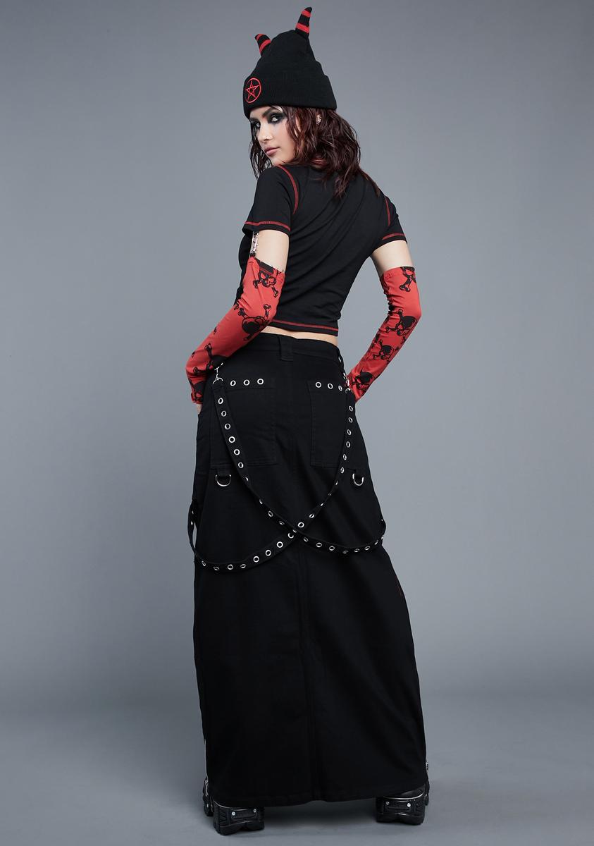 Widow Low Waist Maxi Skirt Black Dolls Kill