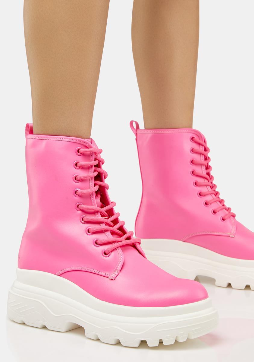 Bubblegum Up To Speed Combat Boots,All Products : American Fashion Style Bags On Sale