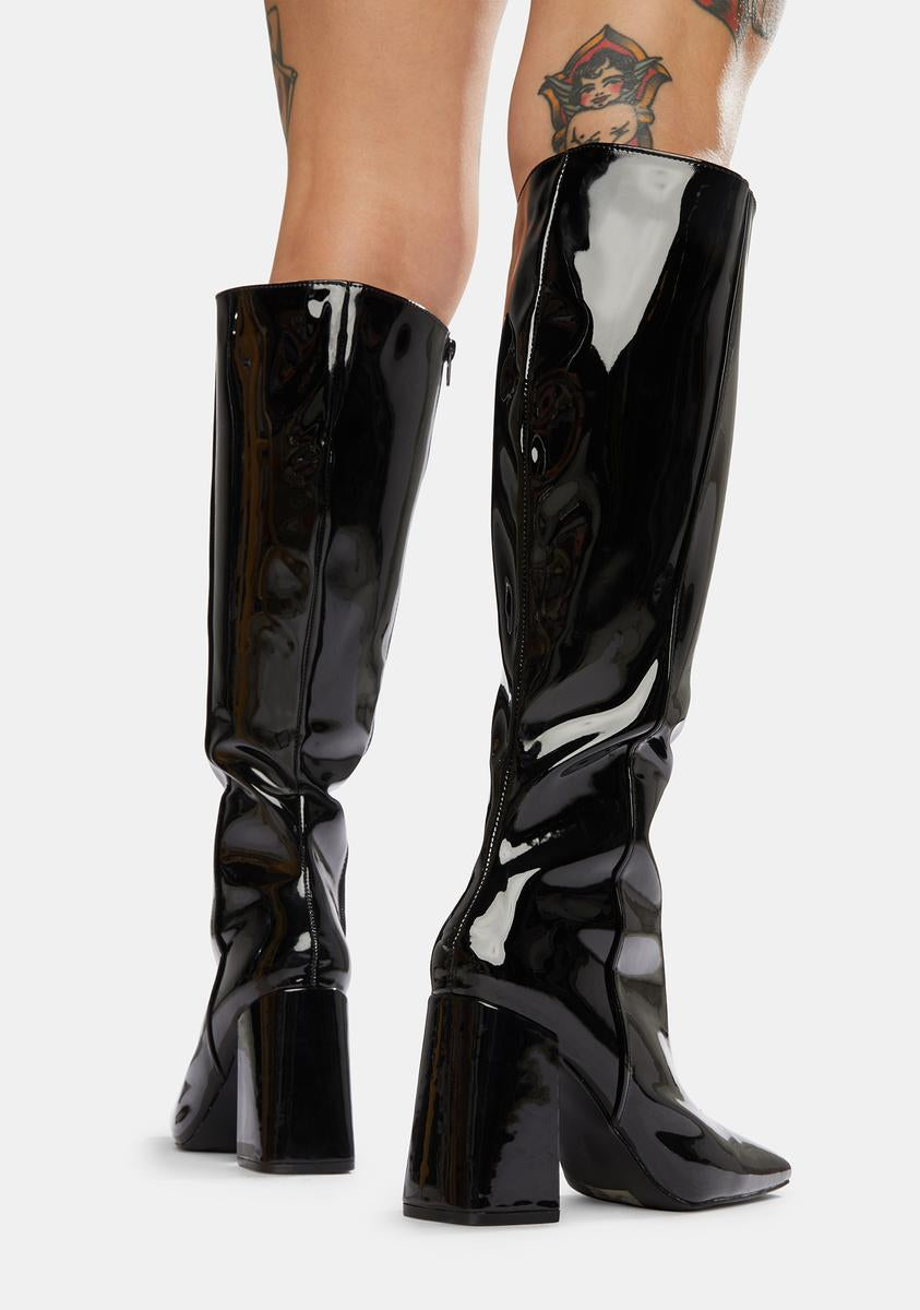 Nasty Gal Square Toe Patent Leather Boots Public Desire Apology
