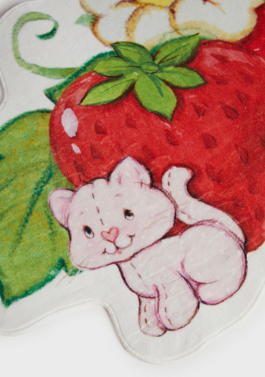 Dolls Kill X Strawberry Shortcake Custard Kitty Velvet Bedroom Rug - Red