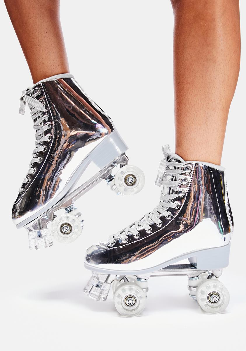 Current Mood Mirrored Metallic Roller Skates Silver Dolls Kill