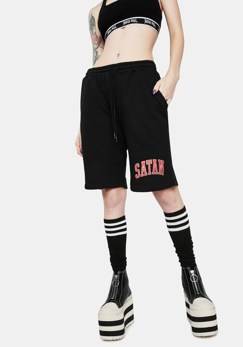 Satan Athletic OG Satan Athletic Sweatshorts – Dolls Kill
