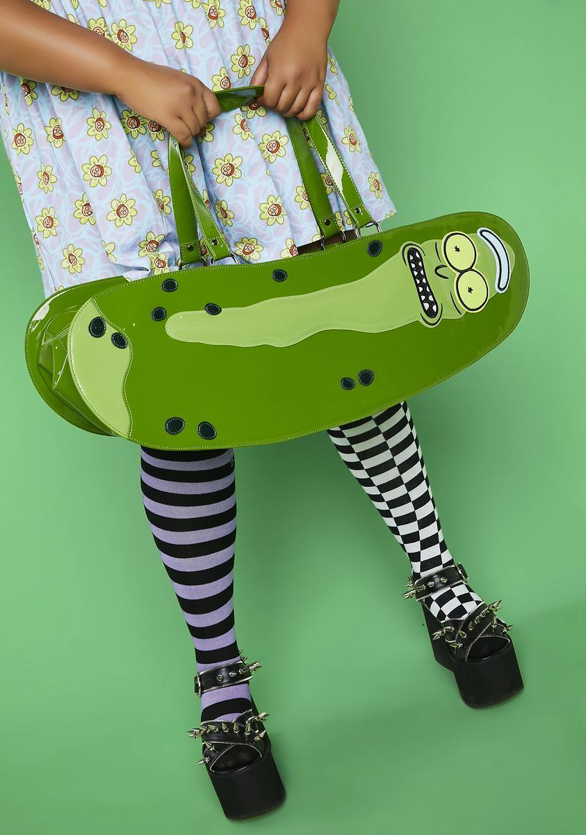 Dolls Kill x Rick & Morty Pickle Rick Vinyl Weekender Bag - Green