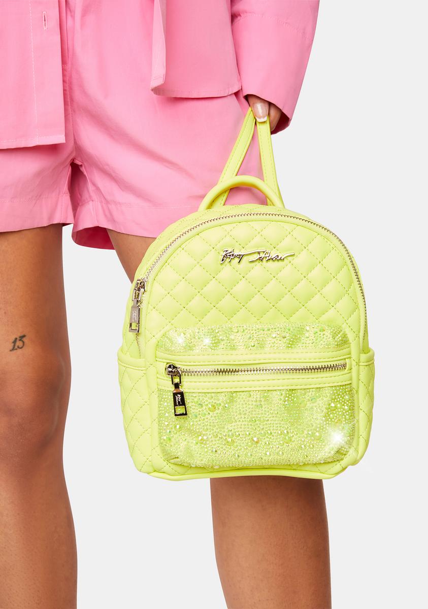 guess yellow mini backpack Betsey Johnson Vegan Leather Quilted Rhinestone Mini Backpack
