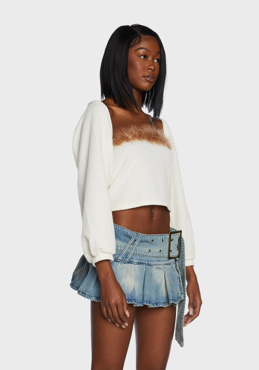 Knit Ribbed Cropped Open Front Cardigan - White – Dolls Kill