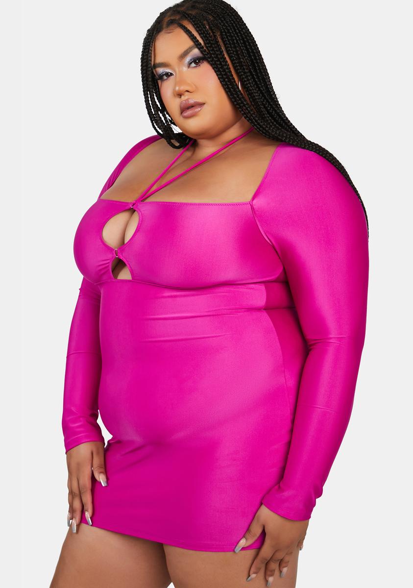 Plus Size HOROSCOPEZ Long Sleeve Cut Out Mini Dress