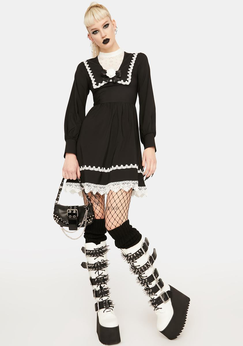 Dark In Love Preppy Lace Mini Dress - Black Dolls Kill Dark In Love Preppy Lace Mini Dress - Black Dolls Kill
