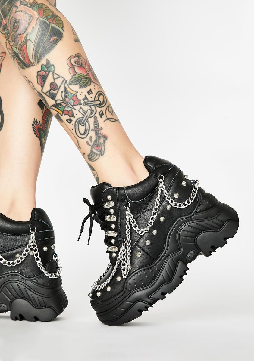 Womens Chunky Platform Sneakers Black 