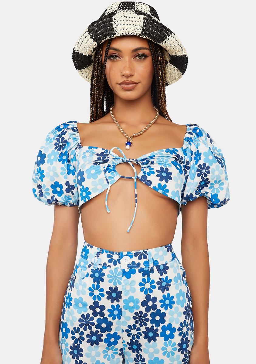 Eco Floral Puff Sleeve Crop Top Another Girl,New Products : American Fashion Style Bags On Sale