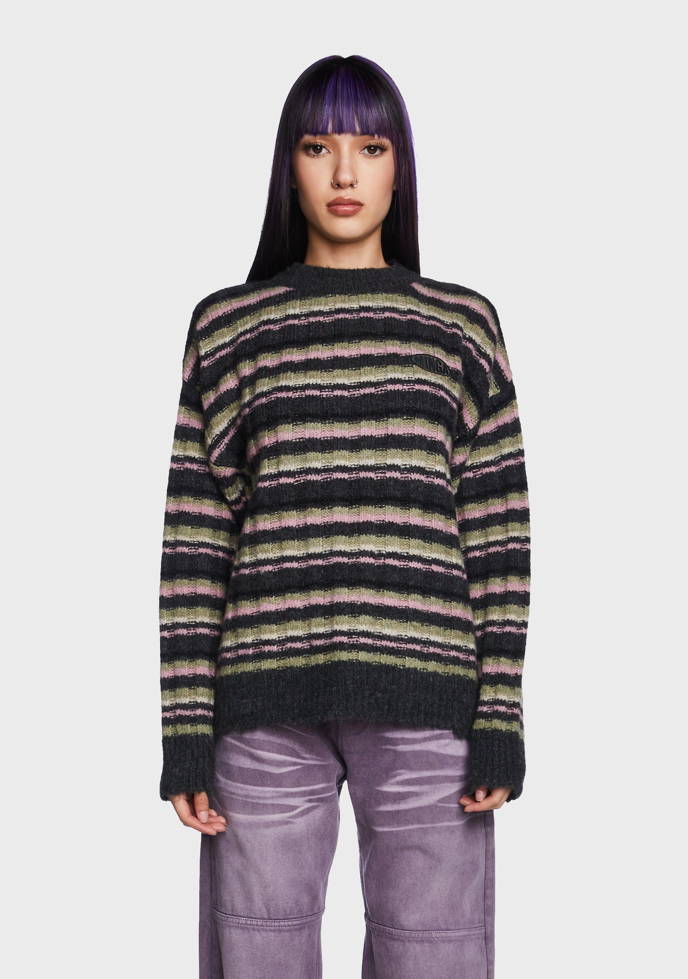 Minga Striped Knit Sweater - Multi – Dolls Kill