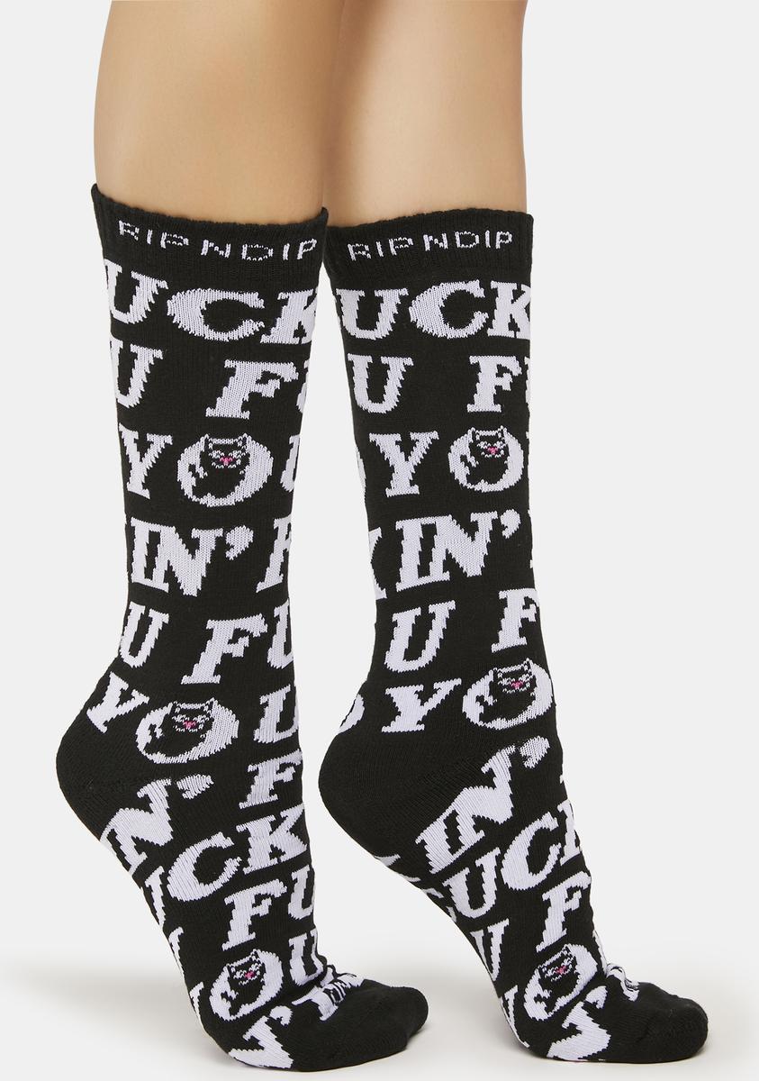 RIPNDIP Fuck Jermal Crew Socks - Black – Dolls Kill