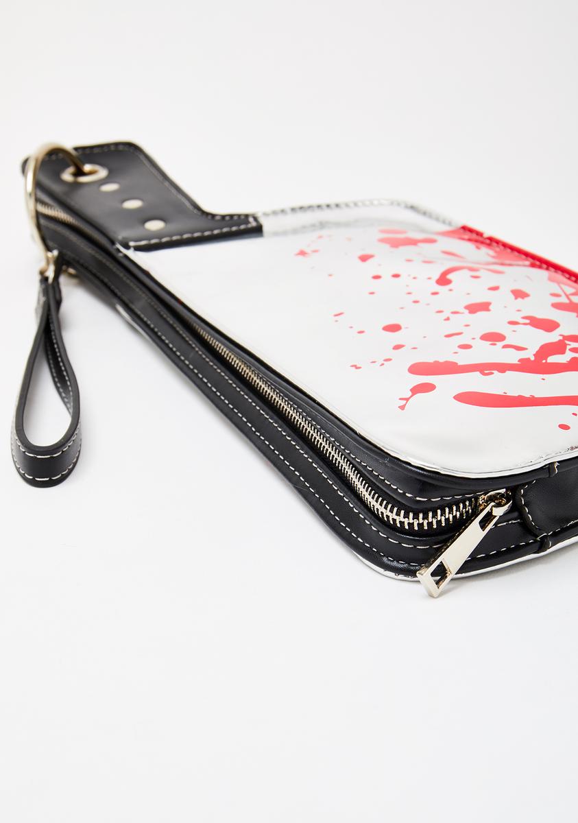 Halloween Dolls Kill Bloody Machete Clutch Bag Silver