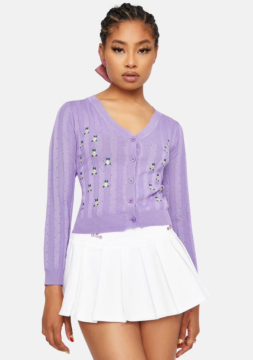 Fields Of Flowers Embroidered Cardigan,Specials : American Fashion Style Bags On Sale
