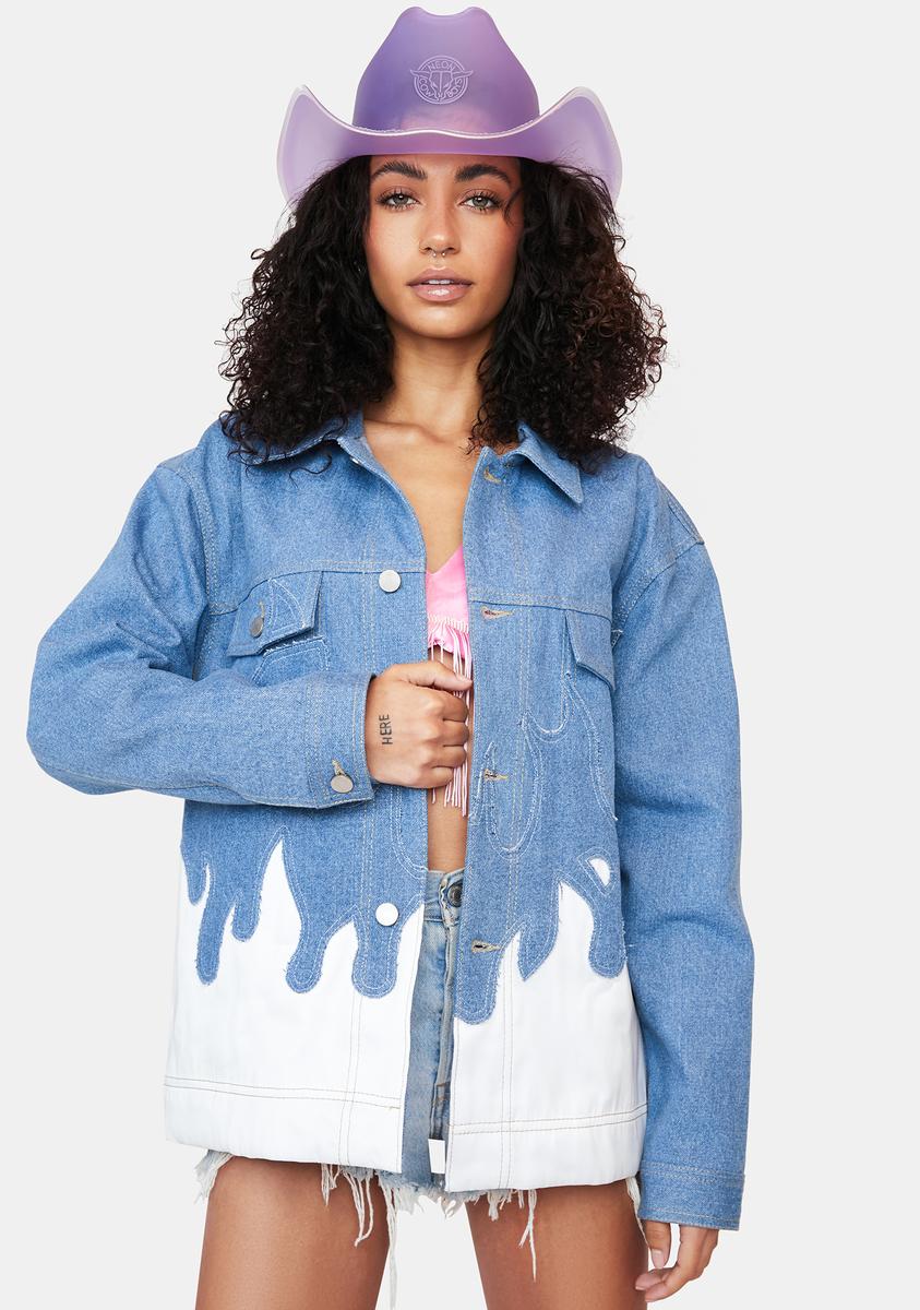 Neon Cowboys Flame Light Up Denim Jacket Dolls Kill