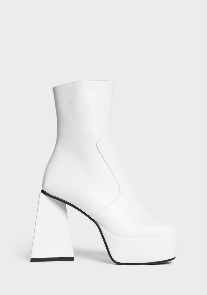 Lamoda Vegan Leather Ankle Zip Up Boots - White – Dolls Kill
