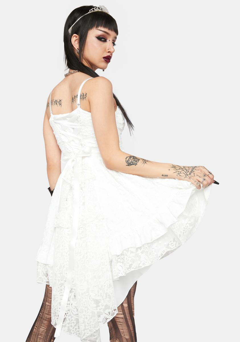 dolls kill white lace dress Womens Spring Lace Dress With Open Back