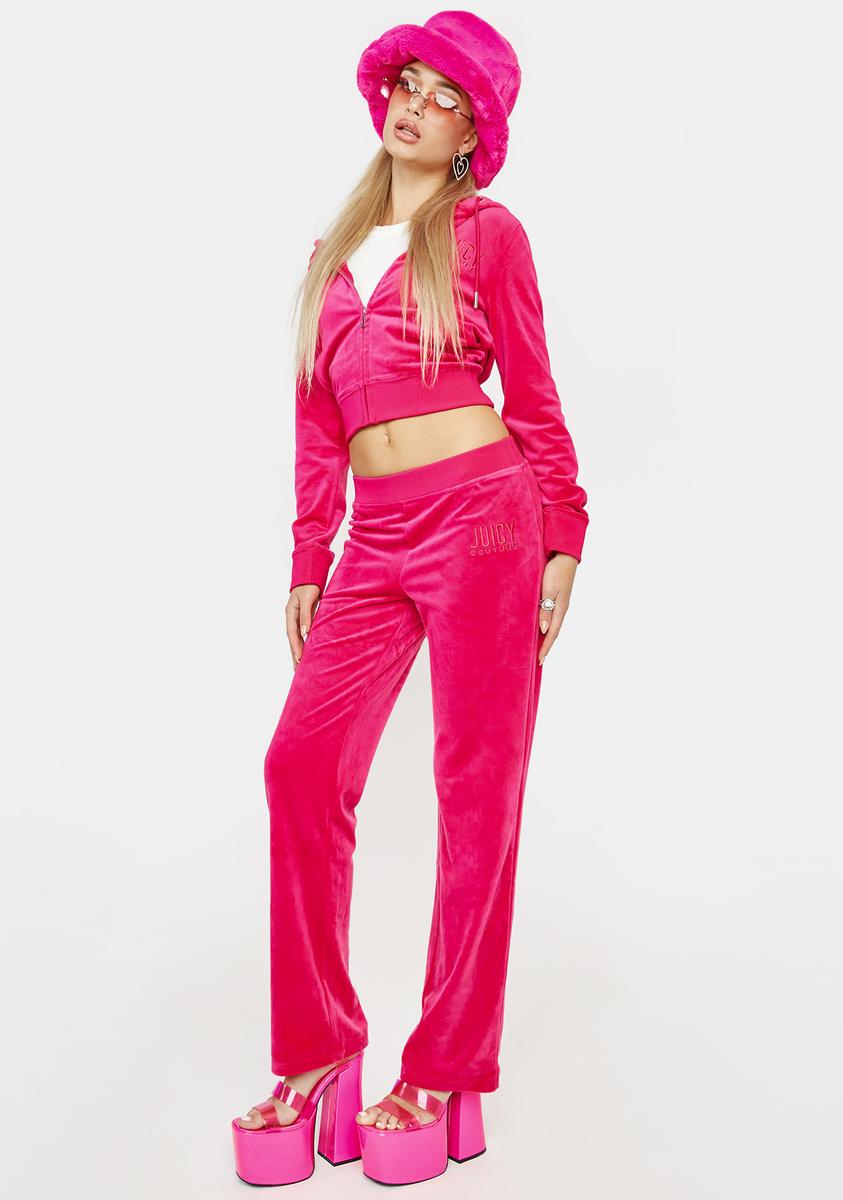 JUICY COUTURE Vixen Pink Classic Velour Track Pants – Dolls Kill