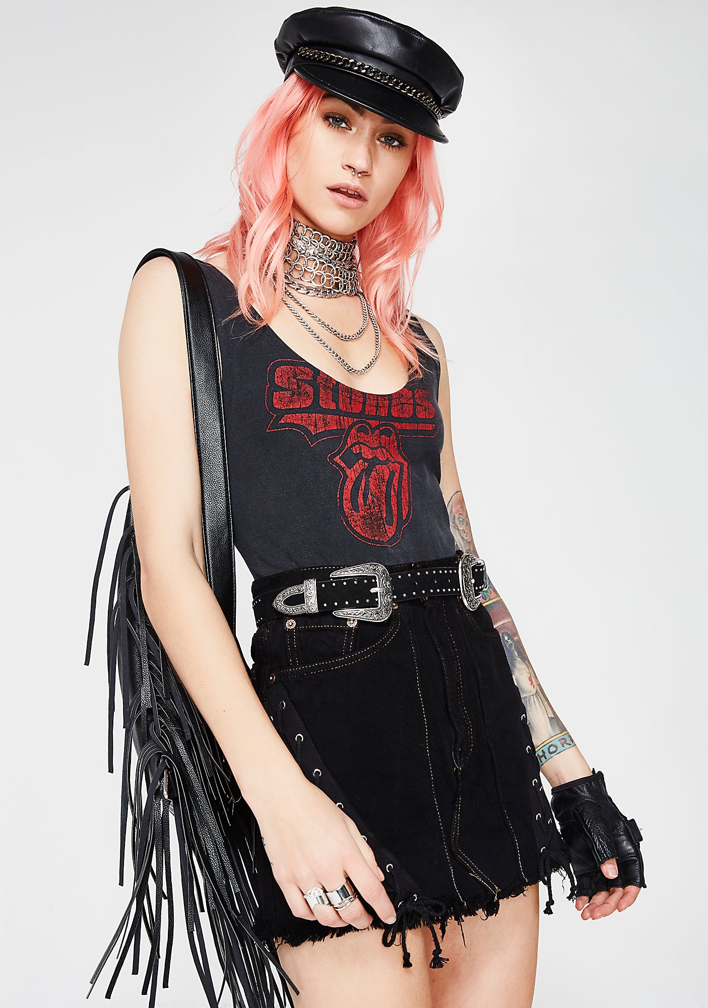 Black Lace-Up Denim Skirt – Dolls Kill