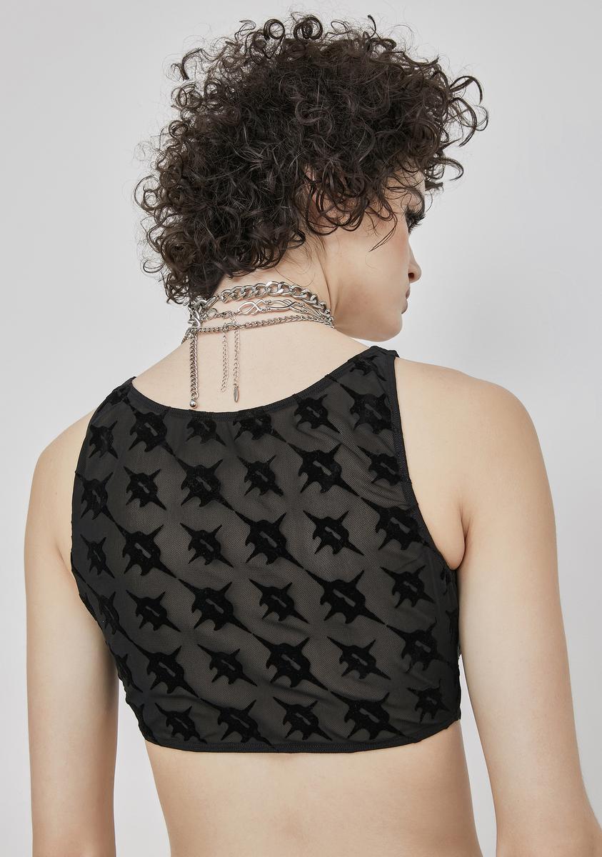 mesh crop tank top