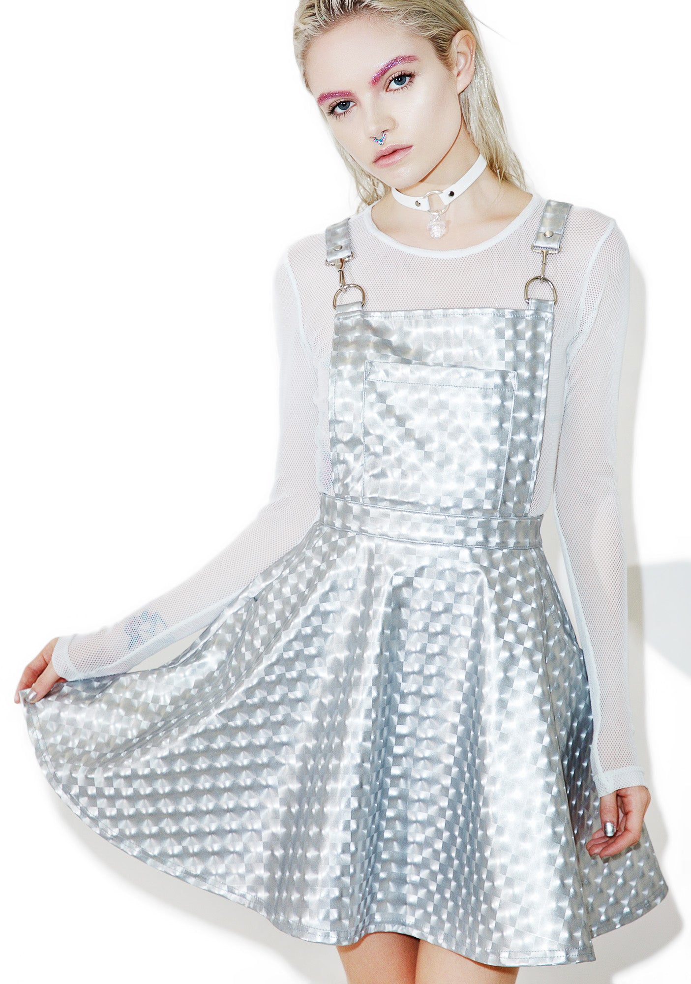 Burners Club Exx Hologram Overall Dress – Dolls Kill