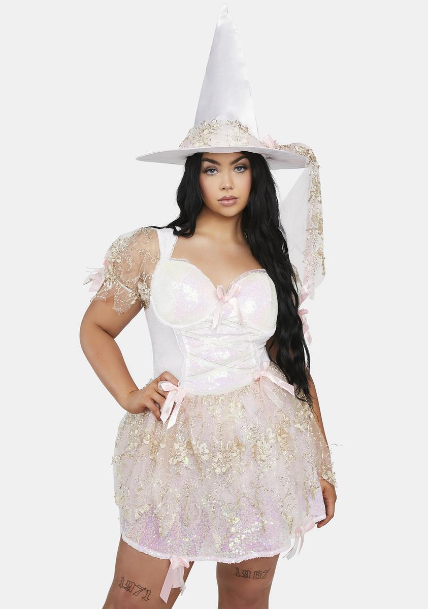 Plus White Magic Witch Costume Set,New Products : American Fashion Style Bags On Sale