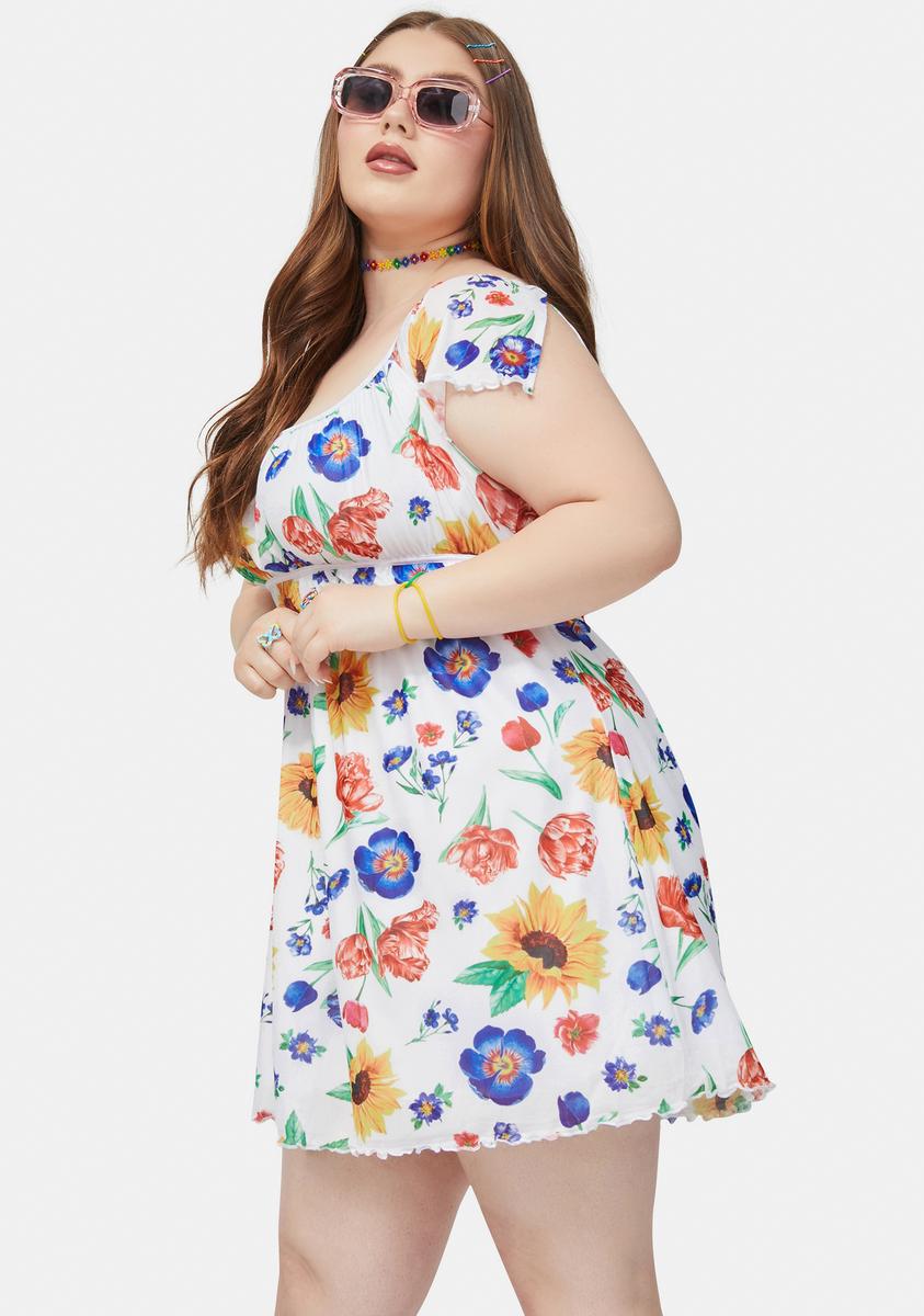 Plus Size Sunflower Babydoll Dress Plus Size Delias Groovy Floral