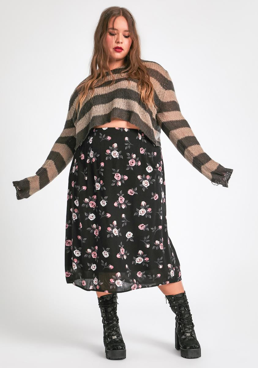 Kæreste Jernbanestation skyskraber Plus Size Delia's Grunge Floral Midi Skirt - Black – Dolls Kill