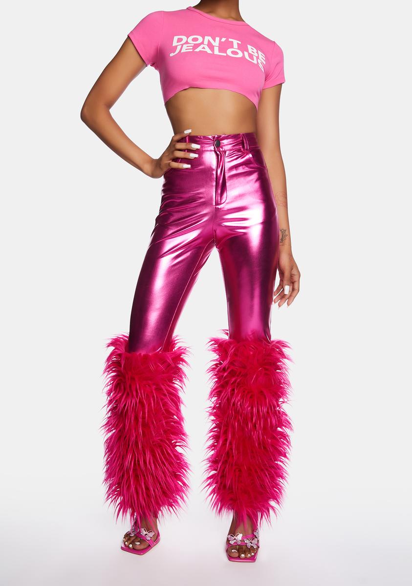 Holographic Faux Fur Pants - Pink – Dolls Kill