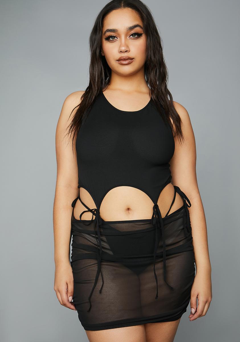Poster Grl Plus Size Two Piece Cut Out Mesh Mini Dress - Black – Dolls Kill