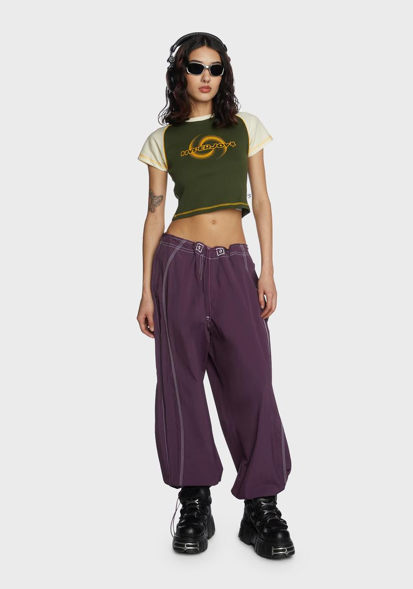 Basic Pleasure Mode Contrast Colored Low Waist Cargo Pants