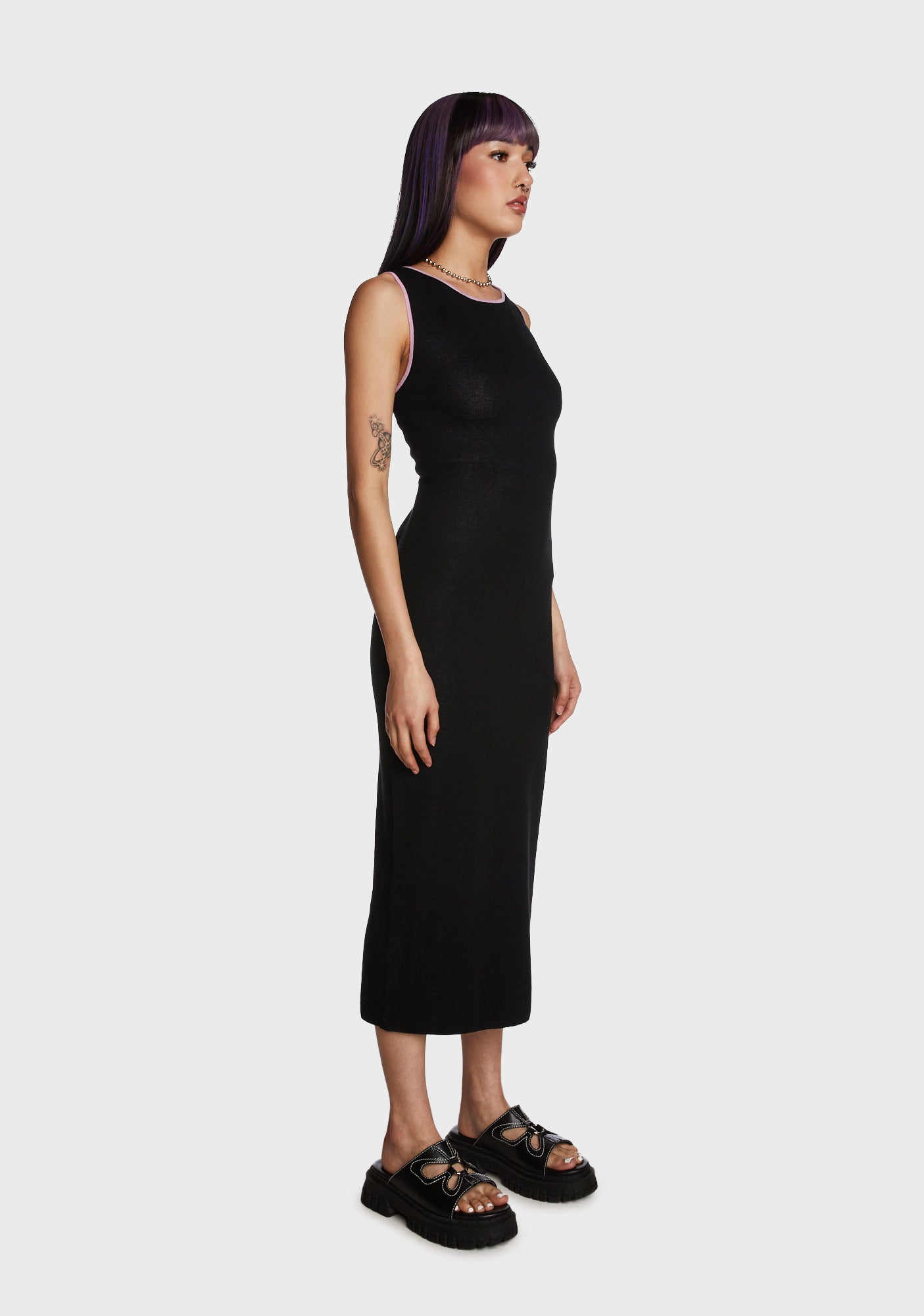 Another Girl Flower Cut Out Midi Dress
