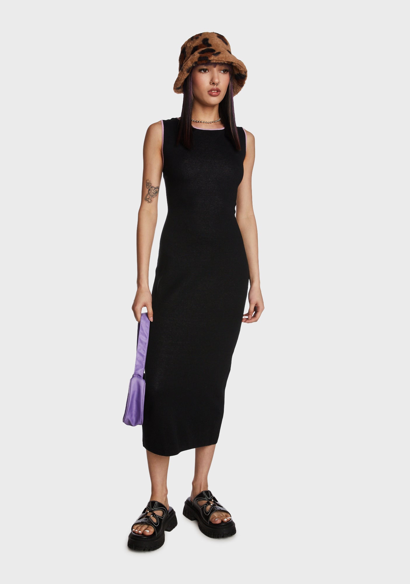 Another Girl Flower Cut Out Midi Dress