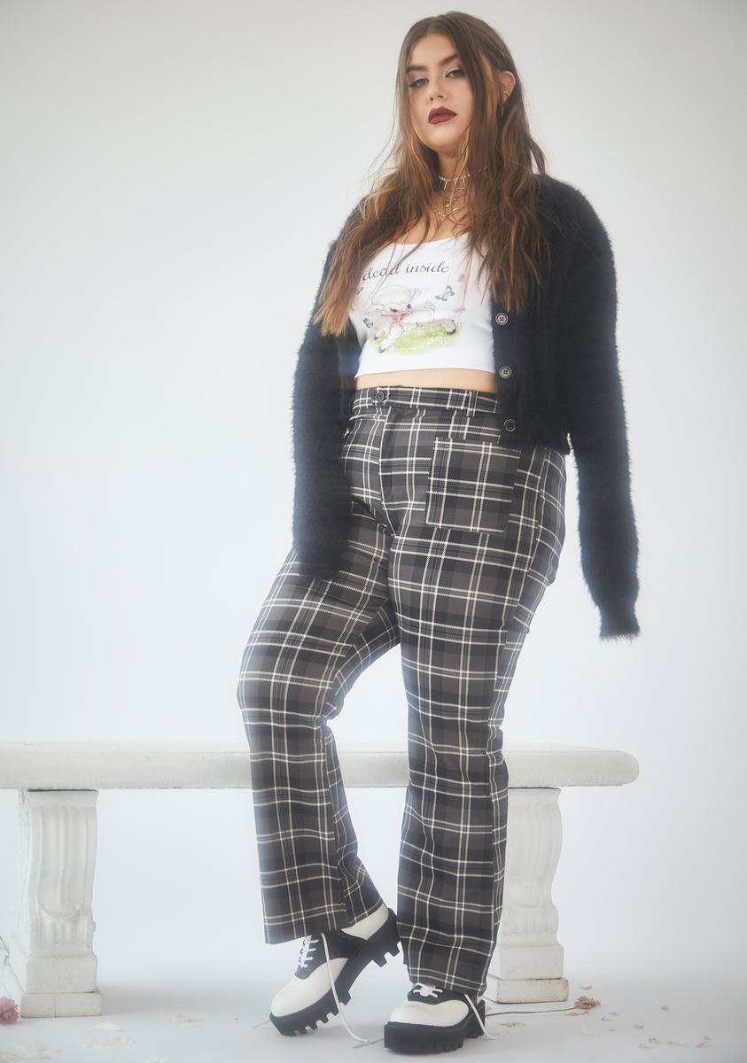 Plaid cropped flare pants store