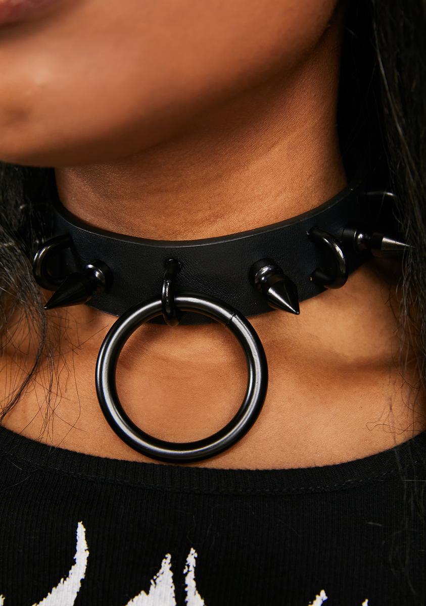 Black O-Ring Spiked Choker With Loops Funk Plus,All Products : American Fashion Style Bags On Sale Black O-Ring Spiked Choker With Loops Funk Plus,All Products : American Fashion Style Bags On Sale