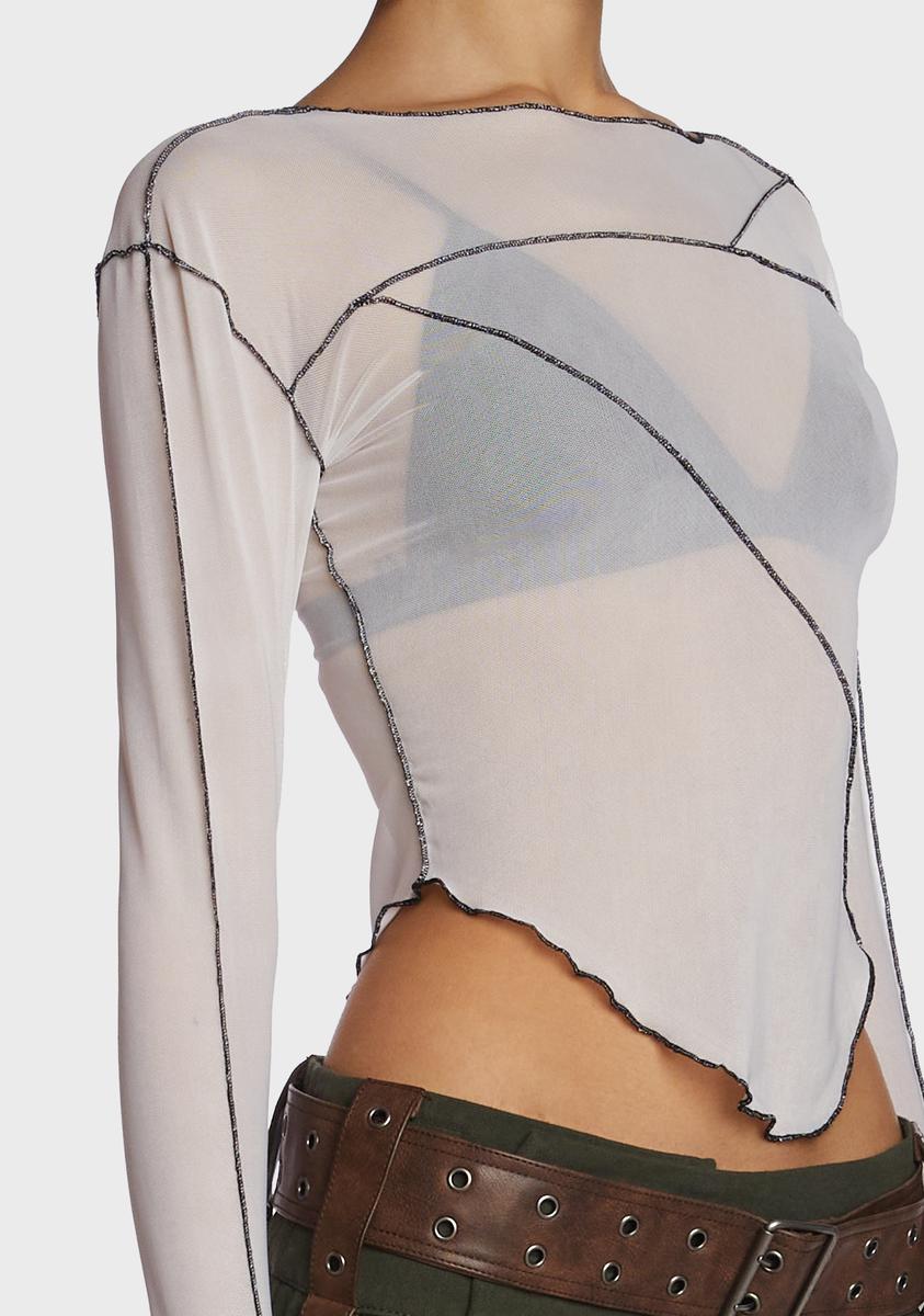 Darker Wavs Exposed Seam Mesh Long Sleeve Top – Dolls Kill
