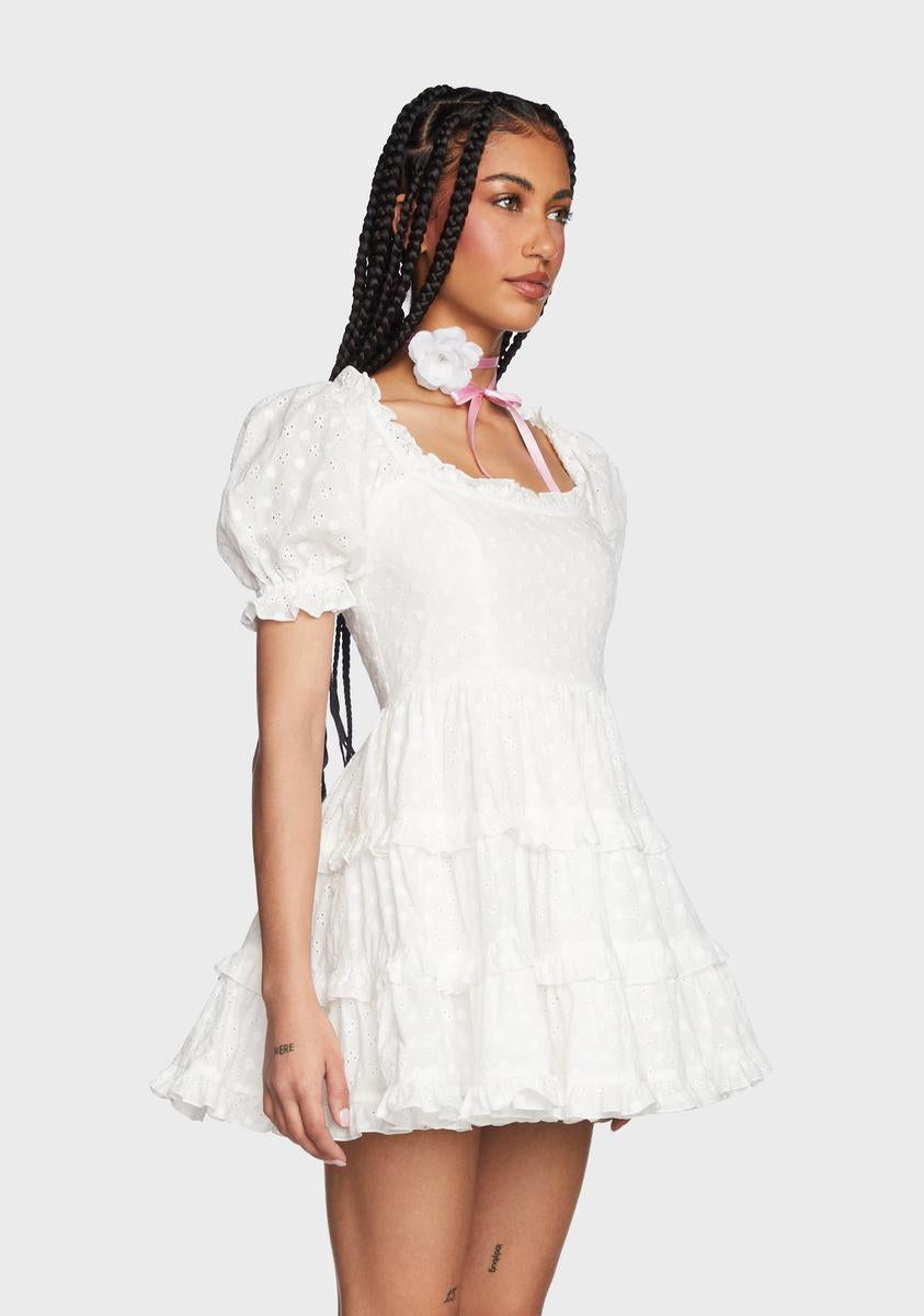 Sugar Thrillz Floral Eyelet Babydoll Dress