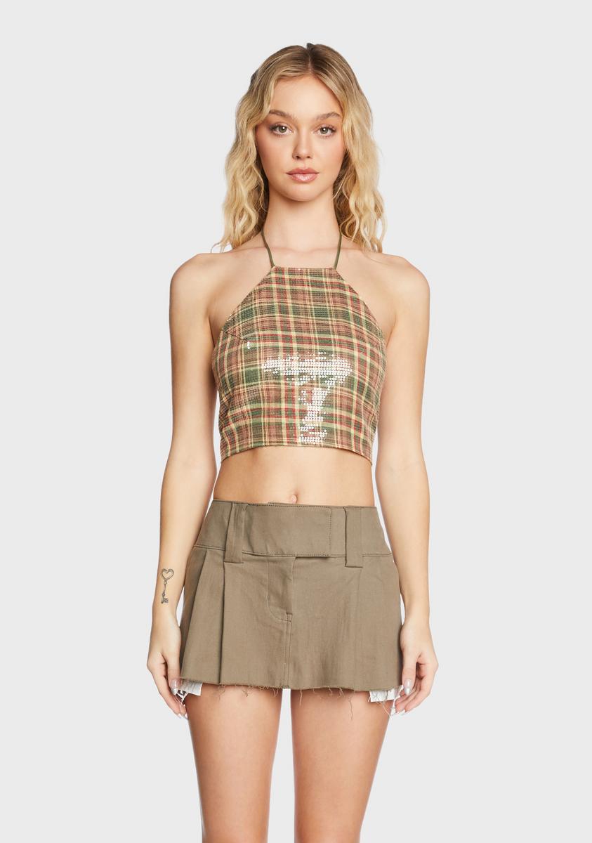 Sequin Plaid Halter Top Pretty Garbage,New Products : American Fashion Style Bags On Sale Sequin Plaid Halter Top Pretty Garbage,New Products : American Fashion Style Bags On Sale